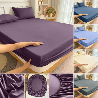 90/120/150/180x200 Fitted Bed Sheet with Elastic Band Solid Color