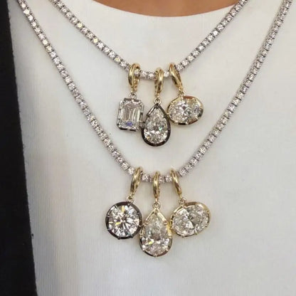 Minimalist Women's Geometric White Zircon Necklace Thin Bead Chain Pendant Non-fading for Casual Wear Birthday Gift