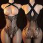 Desire Night EroticOpen Back Bras BodySuits Hanging Neck Bodystockings Crotchless Lingerie Women Sexy Mesh Hollow Underwear Set