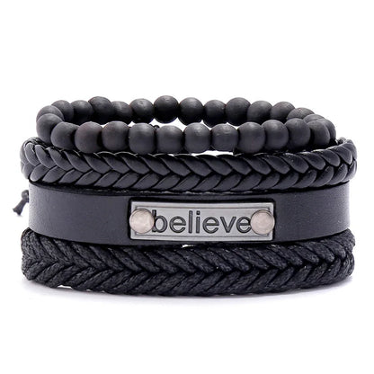 Modyle Multi-layer Gothic Leather Bracelet Set Punk Viantage Wings Charms Handwoven Bracelets for Men Jewelry Gifts