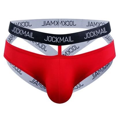 Jockmail Ice Silk Jockstrap Men Underwear Sexy Harness Thong G String Leg Ring Bondage Lingerie Hombre Strap Panties T-back