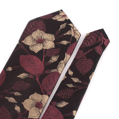 NEW 8cm Wide Tie For Man Jacquard Necktie Luxury Flower Business Neck Tie Suit Cravat Dark Red Ties For Wedding Party Men Gift