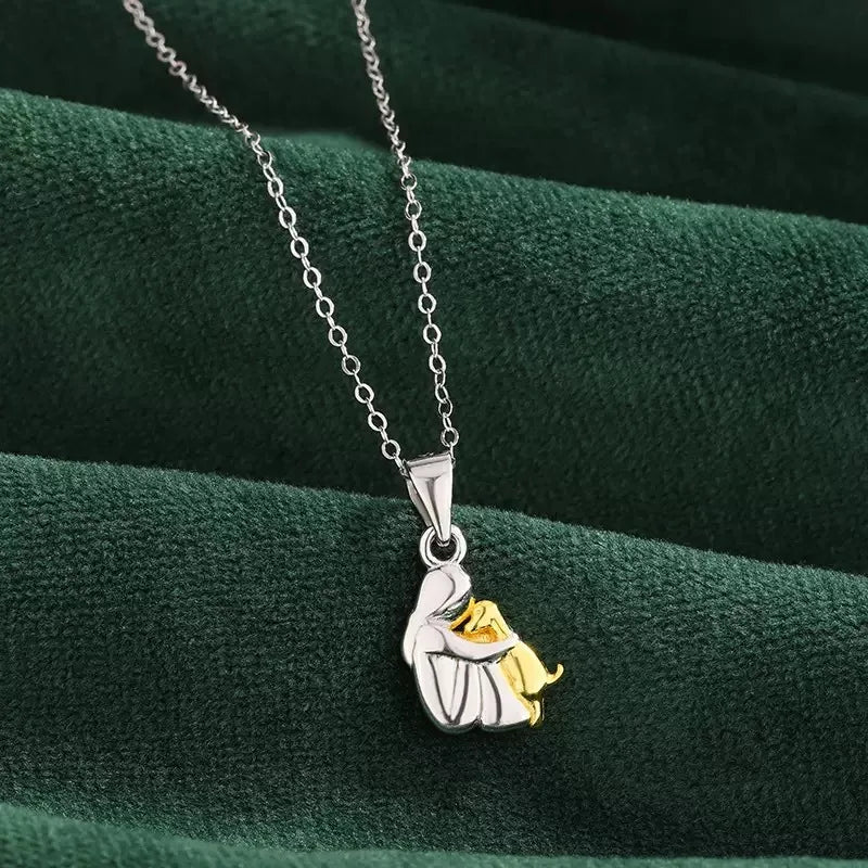 Cute Girl Puppy Pendants Necklaces Fashion Simple Personalized Alloy Women and Dog Necklace Animal Pet Jewelry Accessories Gifts