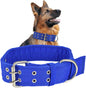 Heavy Duty Wide Military Thick Dog Collars for Large Dogs Adjustable Strong Nylon Tactical Pet Collar with 2-Rows Metal Buckle