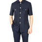 Safari Men Suits with Short Sleeves for Prom Party 2 Pieces Chinese Fashion Style Outdoors Costumes Suit Set Custom Made