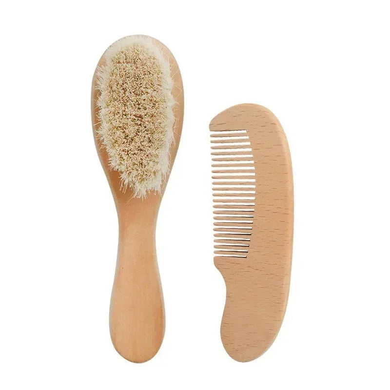 2/3pcs Newborn Wool Baby Wooden Brush Comb Newborn Hair Brush Infant
