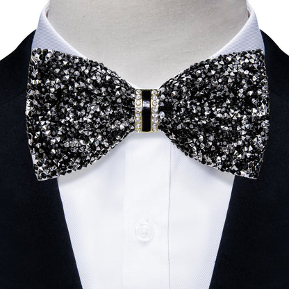 Sparkle Rhinestone Bow Ties for Men Pre-Tied Diamond Sequin Bowtie with Adjustable Length Wedding Party