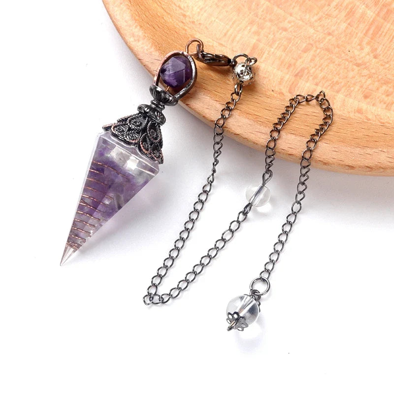 Natural Stone Spirit Pendulum Pendant Latticed Chain