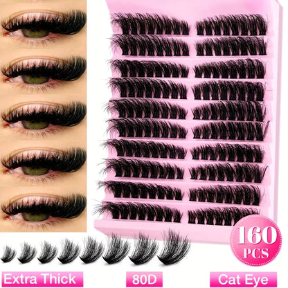 200/720PCS Eyelash Cluster Kit | Soft Fluffy Long-Lasting | Beginner-Friendly Easy Apply | Daily & Party Makeup