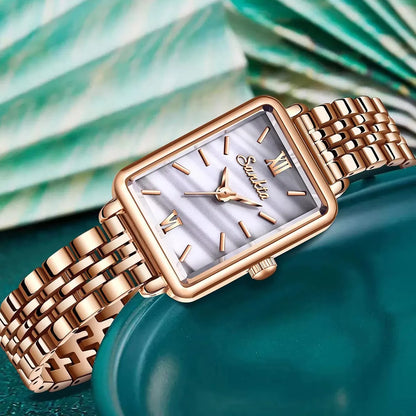Women's Rectangular Pearl-Effect Dial Watch