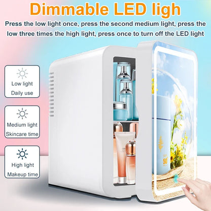 6L mirror beauty makeup refrigerator skin cosmetics skin care mask hot and cold storage portable LED mini refrigerator