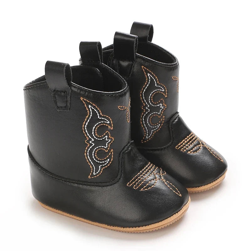 Western Denim Baby Winter Boots, Fashion Warm Casual First Walkers Shoes for Boys Girls 0-18 Months ﻿