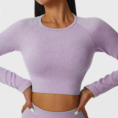 Women’s Long Sleeve Crop Gym Yoga Top