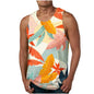 2024 New Summer Fashion Men's Sleeveless T-Shirt Classic Hawaiian Beach Coconut Print Men's Vest Extreme Sports Surf Vest
