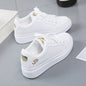 Women Leather Pu Casual Shoes New 2025 Woman Shoes Fashion Embroidered White Sneakers Breathable Flower Lace-Up Women Sneakers
