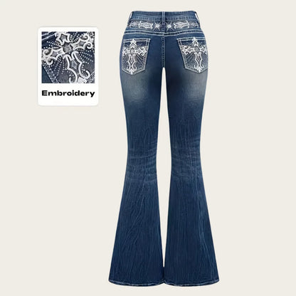 2026trendy Y2K Style Flare Jeans for Women Dark Wash Skinny Fit with