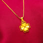 24K Gold Color Flower Pendant Necklaces for Women 18 Inch Water Wave