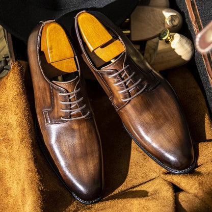 Business Casual Shoes Trend Patent Leather Men Wedding Shoes Gold Blue
