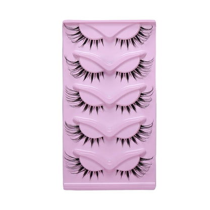 5 Pairs Cat Eye False Eyelashes Eye End Lengthening Long Curling Thick Fluffy All-match Comfortable Fake False Eyelashes