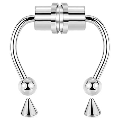 1/2/3/4/5pcs Fake Magnetic Stainless Steel Nose Rings, Non Piercing