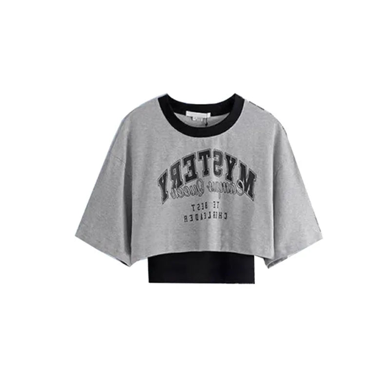 Summer New Korean Style Short Sleeved T-Shirt Top Ink Retro Printed