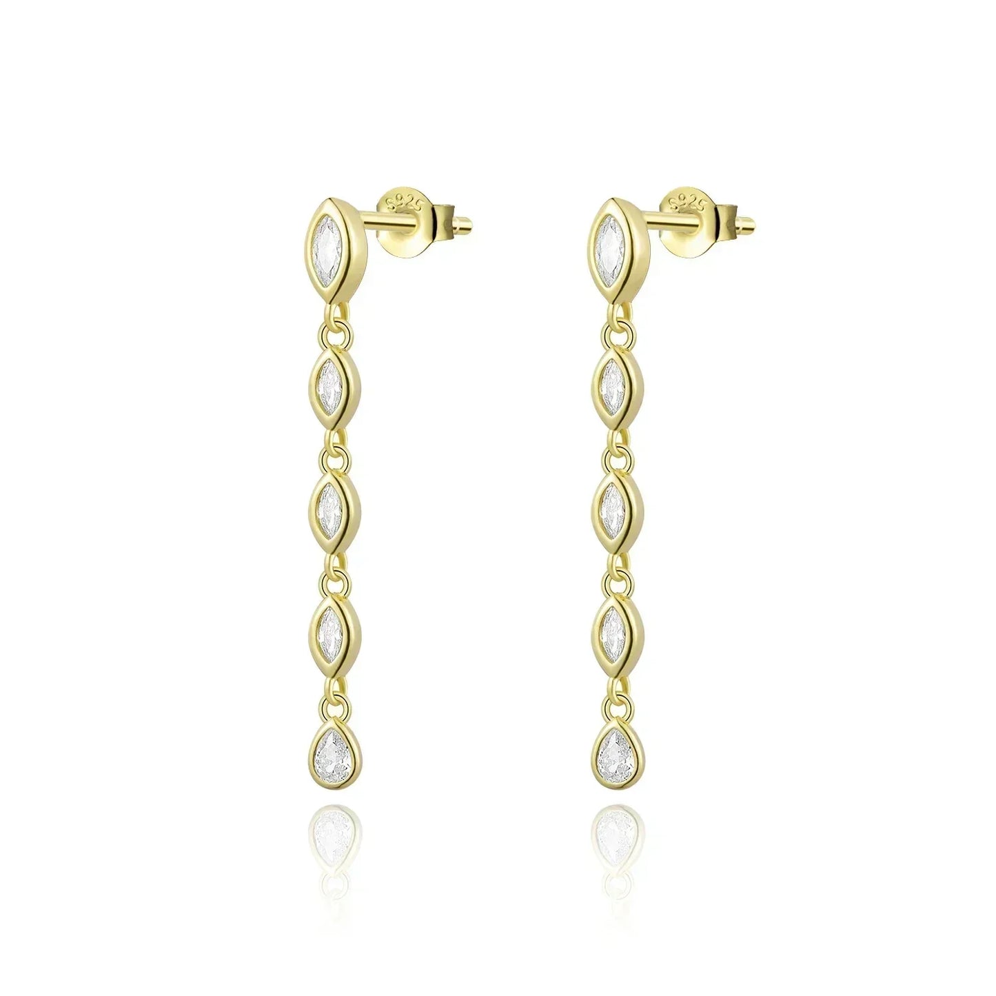 ANDYWEN 100% 925 Sterling Silver Gold Spicy Earring Chain Ovals Locker Earring Women Pendientes Luxury Fine Jewelry 2023 Clips