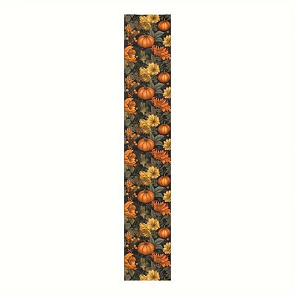 Autumn Harvest Linen Table Runner Fall Thanksgiving Pumpkin Printed Table Runner Outdoor Garden Party Kitchen Dining Table Decor