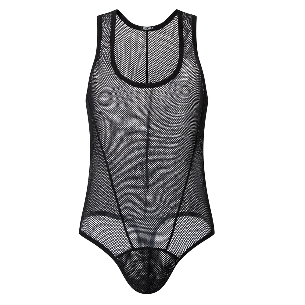 JOCKMAIL Men's Sexy Mesh Jockstrap Underwear Bodysuit Suspender Jumpsuits Man Harness Gay Underwear Mens Lingerie Sissy Panties