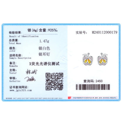 Ailmay Real 925 Sterling Silver Cute Fine Apple Rainbow Zirconia Fruit Stud Earrings For Women Girls Party Accessories Jewelry