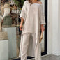 2025 Loose New In Matching Sets Two Piece Outfit 2 Pieces Set For Woman Solid Color Irregular Hem Long Sleeves Wide Legs Trouser