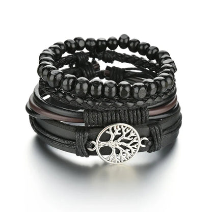 MeMolissa New Fashion Braided Wrap Leather Bracelets for Men High Quality Vintage Charm Wood Beads Ethnic Tribal Wristbands