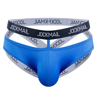 Jockmail Ice Silk Jockstrap Men Underwear Sexy Harness Thong G String Leg Ring Bondage Lingerie Hombre Strap Panties T-back