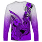 2024 new men's long-sleeved T-shirt 3D printed Polynesian flowers gradient printing men's autumn tops casual round neck street