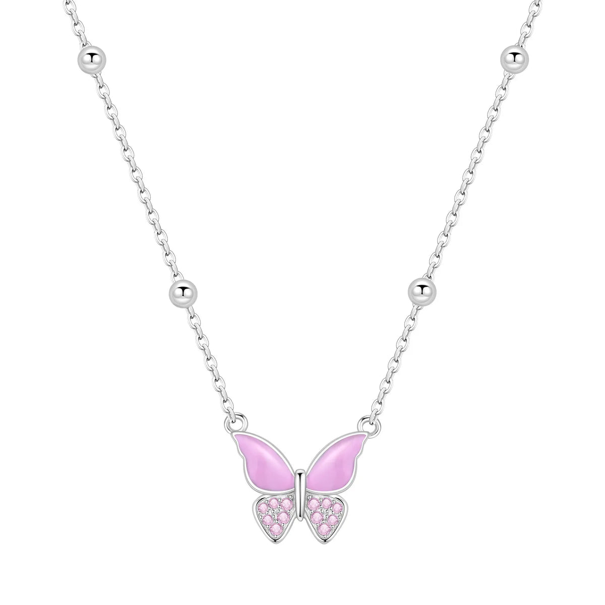 Romantic Pink Crown Heart Pendant Necklace Genuine 925 Sterling Silver Elegant Fine Jewelry for Women Wedding Holiday Presents