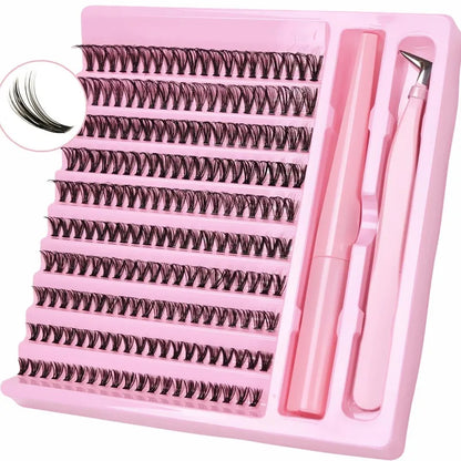 DIY Lash Extension Kit 200pcs Lash Clusters With Bond Lashes Kit Cluster Lashes D Curling False Eyelash Clusters With Tweezers