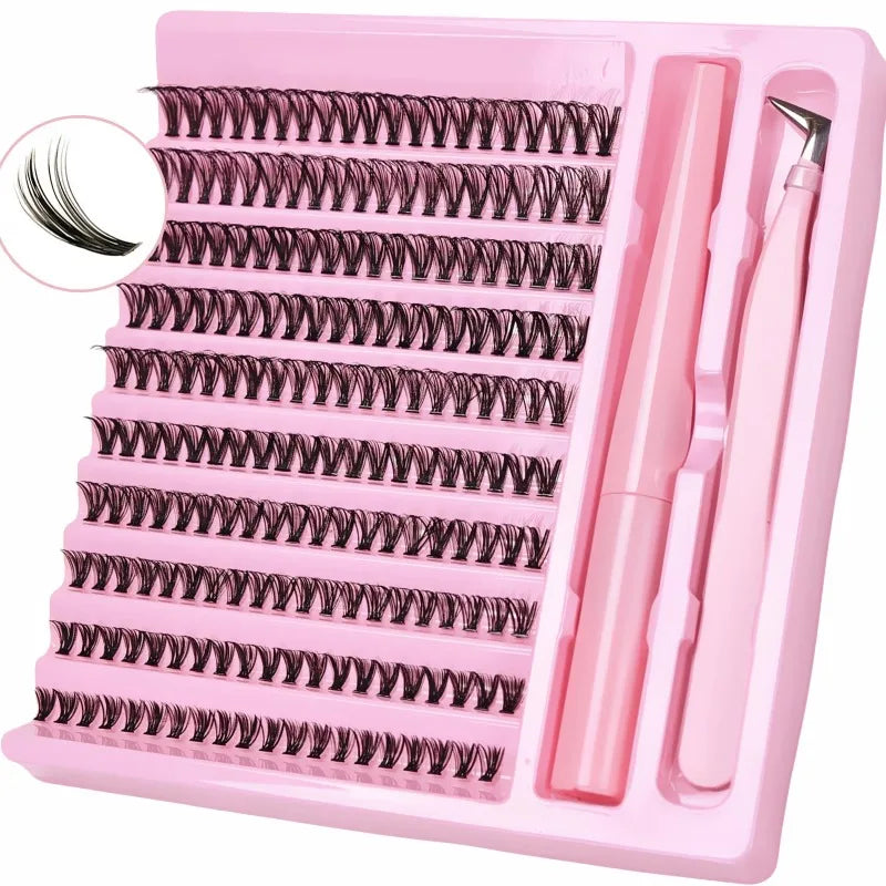 DIY Lash Extension Kit 200pcs Self Grafting D Curling False Eyelash Clusters With Bond And Tweezers Ideal For Easy Makeup