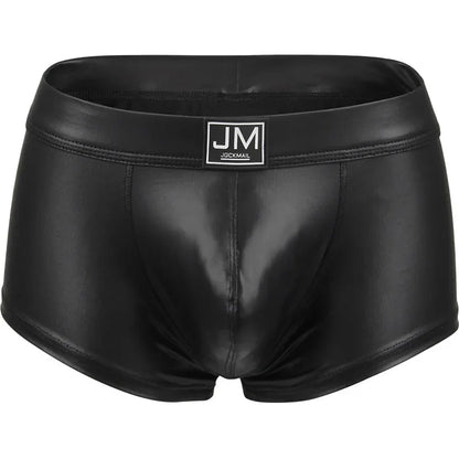 Sexy Men's Faux Black Leather Panties Gay Underwear Man Boxer Briefs Trunks Boxer Shorts and Underpants Boxers