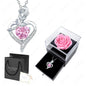 Luxury Red Zircon Heart Necklace With Rose Flower Gift Box For Girlfriend Birthday Valentine Gift  Romantic Accessories