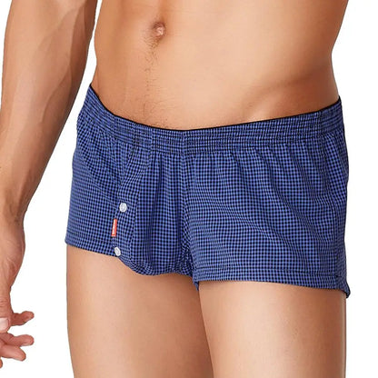 SEOBEAN Plaid Boxers Men's Underwear Boxer Shorts Home Lounge Arrow Panties Shorts Male Underpants Breathable Men Sleep Bottoms