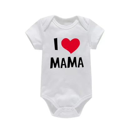 I Love Mama & Papa Funny Baby Romper T-shirt Crawling Clothes Triangle Onesies Newborn Baby Clothes Onesies for Babies