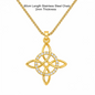 Witch Knot Pendant Necklace Stainless Steel Chain CZ Celtic 4 Elements Protection Amulet Retro Wiccan Gothic Women Men Jewelry