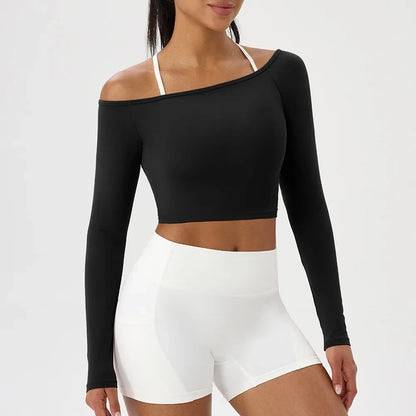 Off Shoulder Long Sleeve Yoga Top