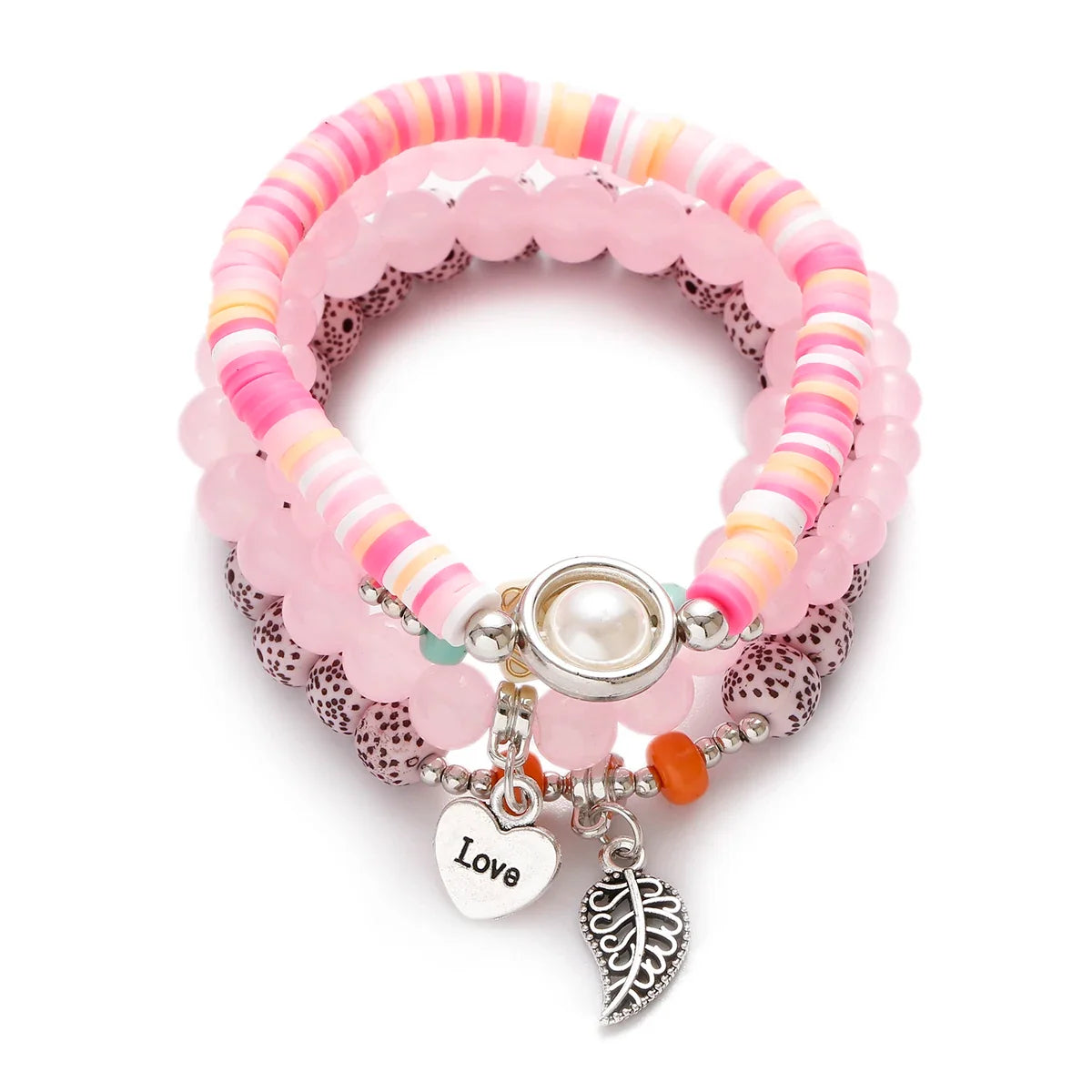 3pcs Boho Bohemian Pink Butterfly Pendant Charm Beads Bracelets Set For Women Stone Wristband Bracelet Bangles Pulseras Feminina