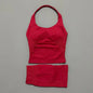 2 Pieces Shorts Yoga Set Women Backless Halter Tops High Waist Seamless Shorts Gym Suit Fitness Sportswear Workout Sets