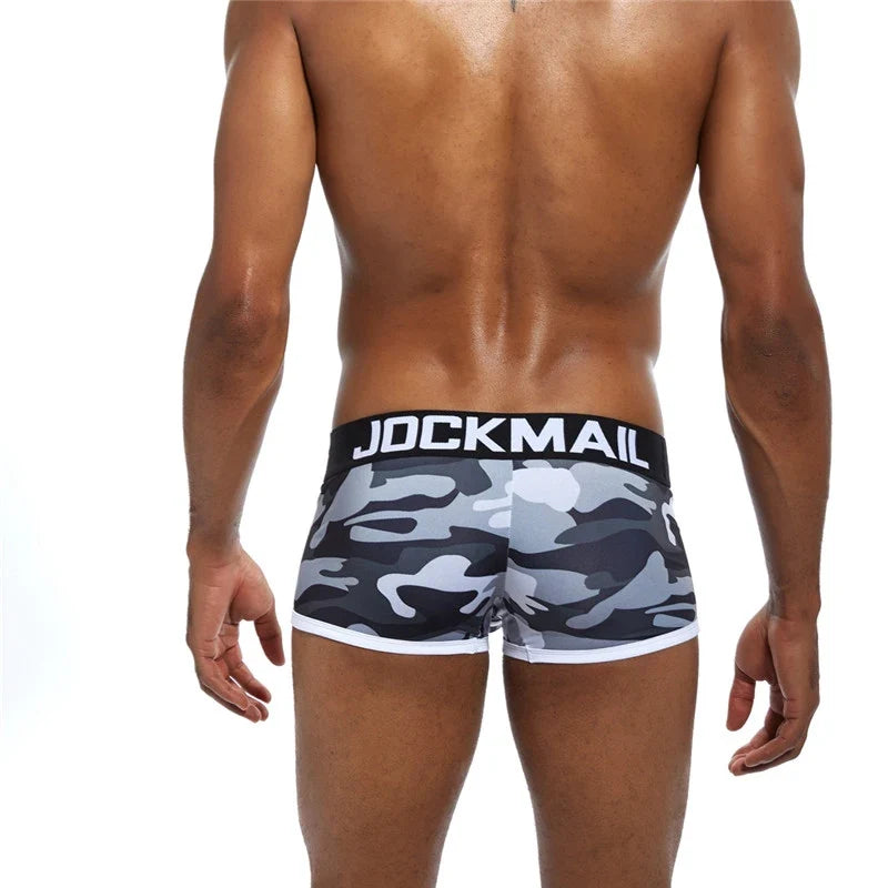 4PCS Sexy Underwear Men Boxer Brief Cueca Male Panties Camouflage Soft Underpants Shorts Men Swim Trunks Printed Nylon Quick Dry
