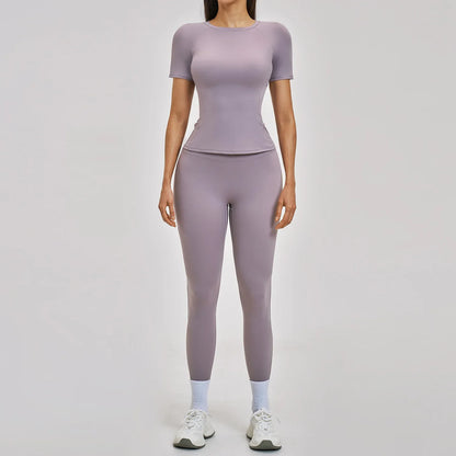 Gym Set 2PCS Yoga Suit Sports Outfit Women Tracksuit Running Workout Clothes Short Sleeves Sport Bra Athletic Wear Yoga Clothing