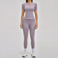 Gym Set 2PCS Yoga Suit Sports Outfit Women Tracksuit Running Workout Clothes Short Sleeves Sport Bra Athletic Wear Yoga Clothing