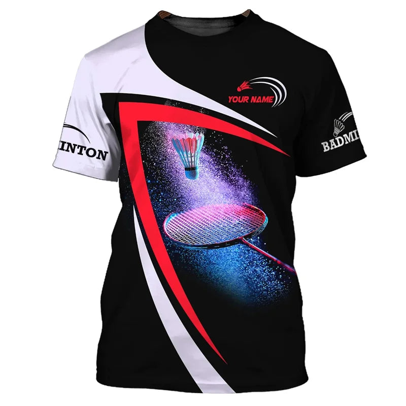 Fashion Badminton Pattern T Shirt Men Kids Summer Sports Short Sleeve Tops 3D Printed Tee Shirts Tracksuit Round Neck T-shirt