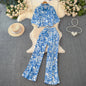 Beach Style Fashion Printed Women Pant Sets 2pcs Short Chiffon Shirts+Wide Leg Pants 2025 New Summer Casual Loose Female Suits