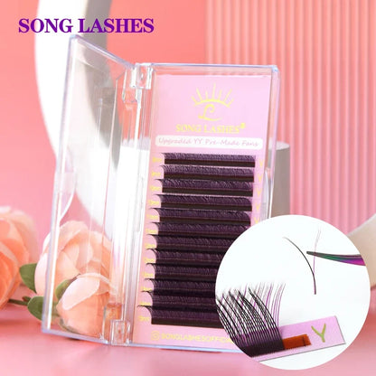SONG LASHES Y Shape Ombre Color Lashes Two tip C/D Curl Premade Volume Lashes Individual Eyelash Extension Supplies